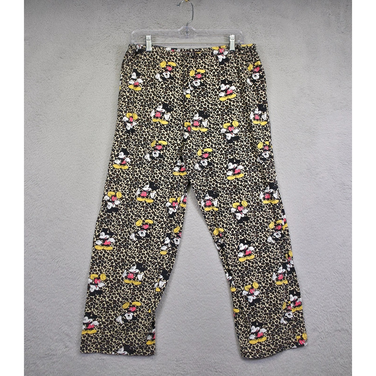Mickey Mouse Pajama Pants Womens M Leopard Print Mickey Mouse Lounge Sleepwear